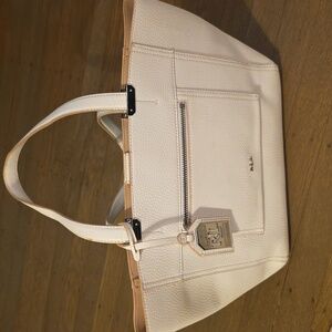 Lauren Ralph Lauren White Vegan Leather Tote